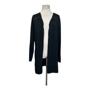 Inc black long sleeves embellished open front cardigan size large